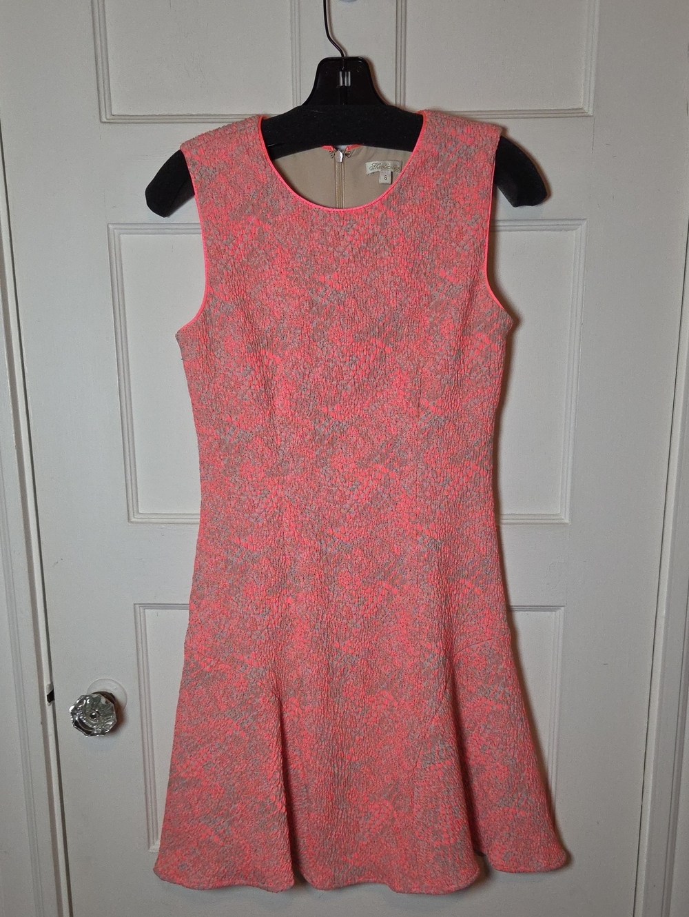 Shoshanna Coral-Pink Textured Sleeveless Fit & Flare Mini Dress Size 6
